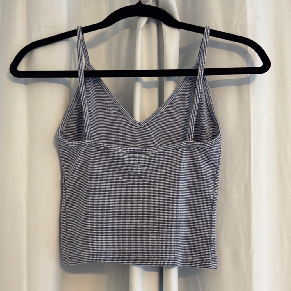 Brandy Melville Ribbed Striped Crop Tank Blue White One Size - Picture 3 of 10
